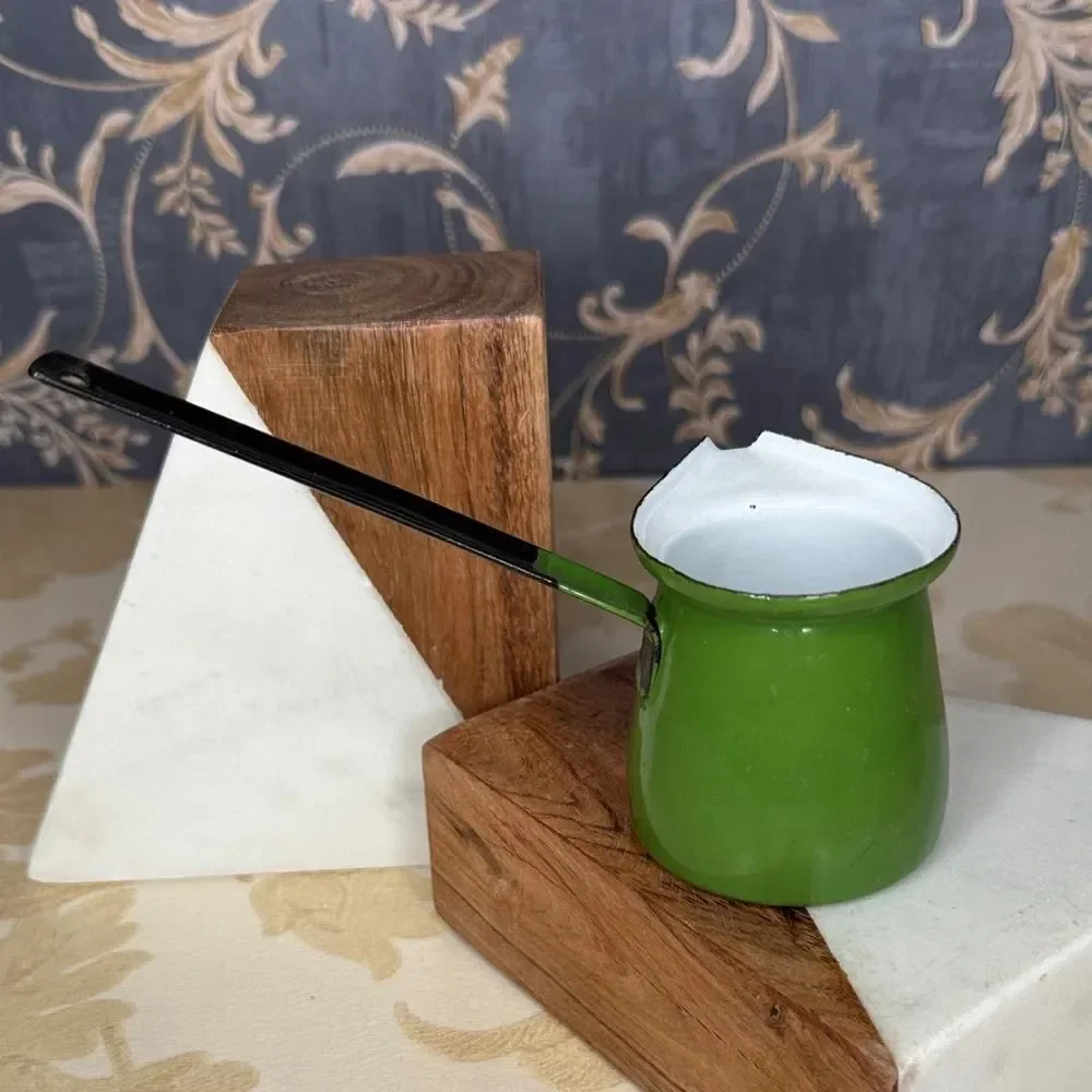 Vintage Estate Small Green Enamel Butter Warmer Ladle Dipper